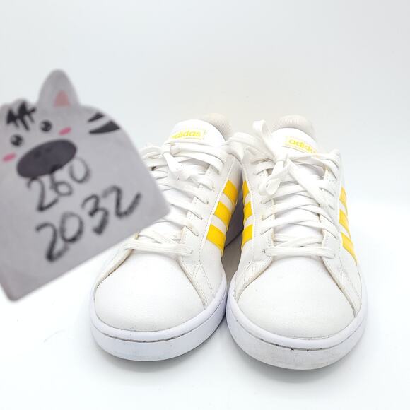 Adidas Grand Court White Yellow Stripe Superstar Casual EE9687 Womens size 9.5 - Picture 8 of 9